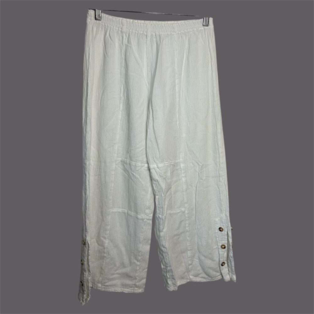Cottonways Wide leg pants 100% Cotton Size 1S/M‎ Lagenlook Pull on Timeless